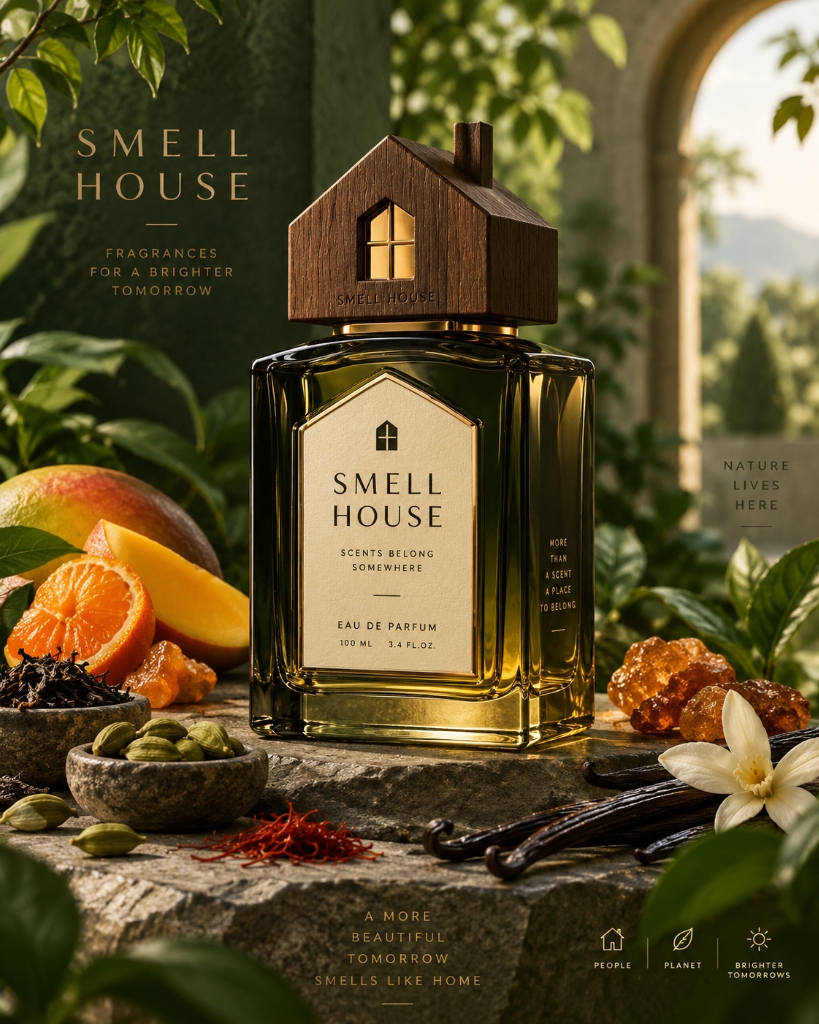 SMELL HOUSE detailed product shot with ingredients